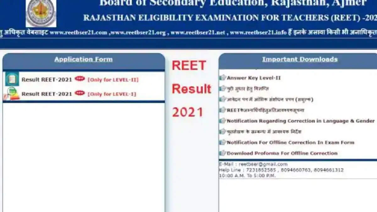 reet result 2021
